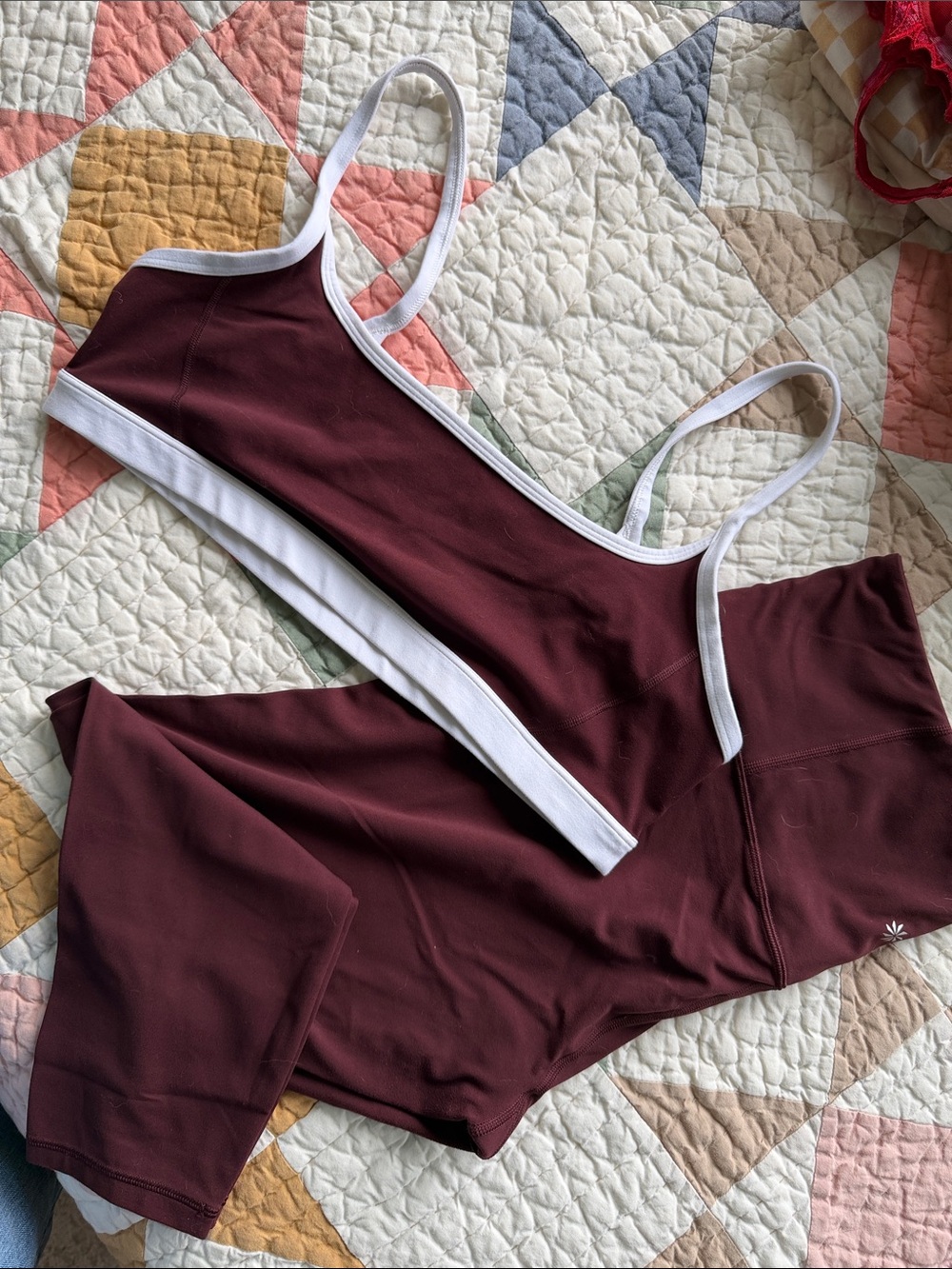 Athleta plum wine Sports Bra & Leggings Pilates Set